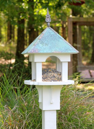 Heartwood Sky Box CafÃ© Wild Bird Feeder White PVC w/ Verdigris Copper Roof # 249A