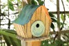 Heartwood Katy's Kottage Bird House - Natural/Green Door 237B