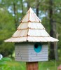 Heartwood Imperial Inn Bird House, Gray with Turquoise Door 246B